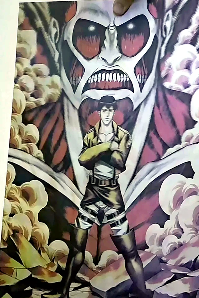 Poster flip de Attack on Titan: Titán colosal y Armin