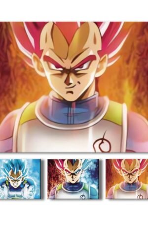 Cuadro Decorativo Anime Poster 3d Vegeta SSJ Dios Rojo y Azul