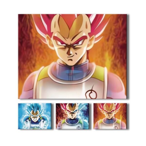 Cuadro Decorativo Anime Poster 3d Vegeta SSJ Dios Rojo y Azul