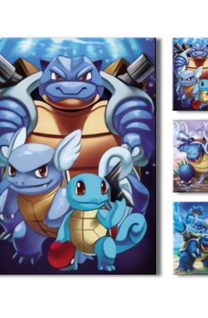 Cuadro Decorativo Poster 3D Squirtle Wartortle Blastoise 4K 30×40 3 en 1