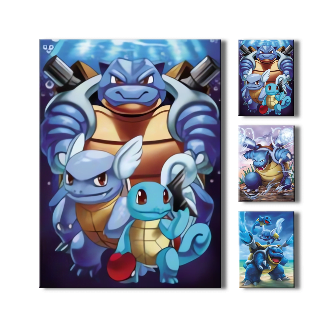 Cuadro Decorativo Poster 3D Squirtle Wartortle Blastoise 4K 30×40 3 en 1